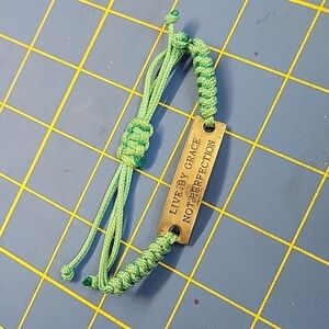 Live by Grace Not Perfection Light Teal & Silver Bracelet